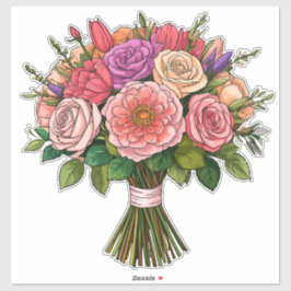 Färgglatt blomsterbröllopsbukett klistermärken