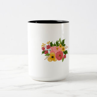 Färgglatt blomsterbukett botaniskt blommigt mugg