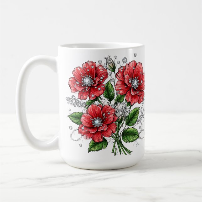 Färgglatt blomsterbukett kaffemugg (Vänster)