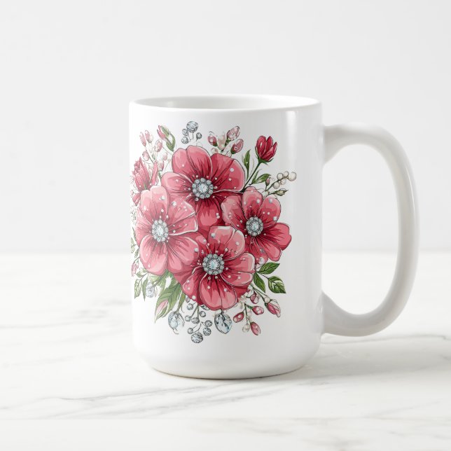 Färgglatt blomsterbukett kaffemugg (Höger)