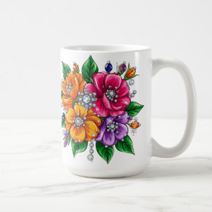 Färgglatt blomsterbukett kaffemugg