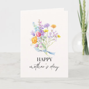 Färgglatt blomsterbukett Mors dag Anpassningsbar Kort