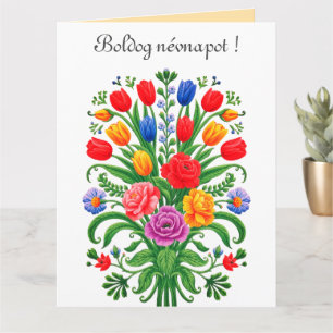 färgglatt blomsterbukett - namnsdagskort kort