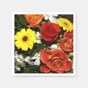 Färgglatt blomsterbukettfotografi pappersservett