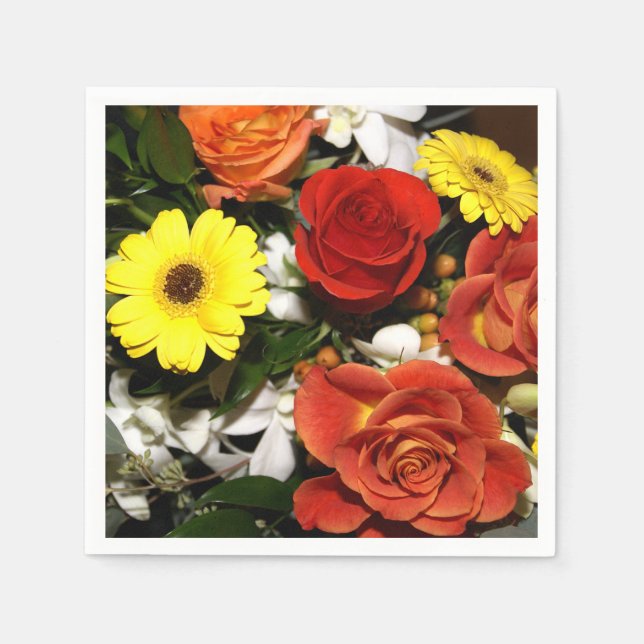Färgglatt blomsterbukettfotografi pappersservett (Framsidan)