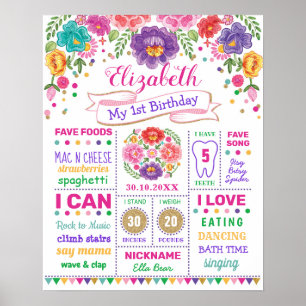 Färgglatt blomsterfirande 1-årsjubileum poster
