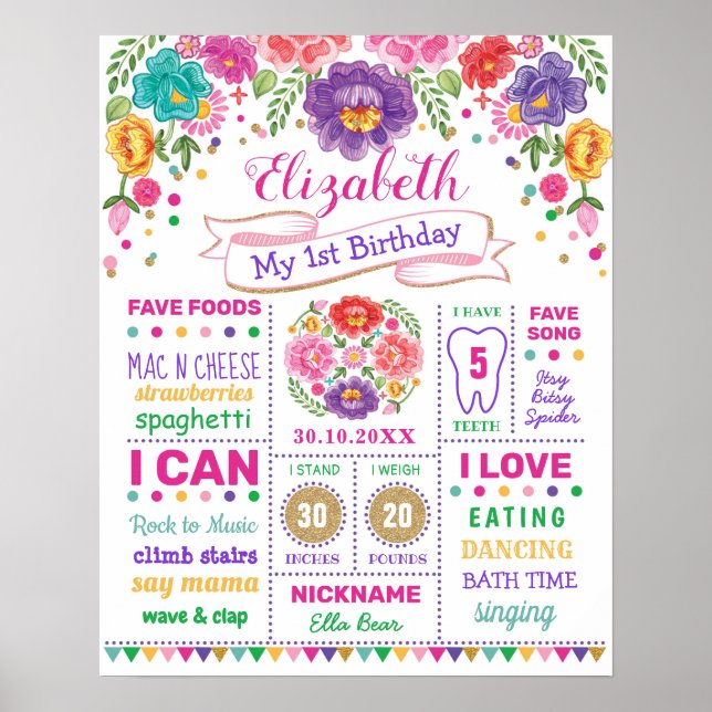 Färgglatt blomsterfirande 1-årsjubileum poster (Framsidan)