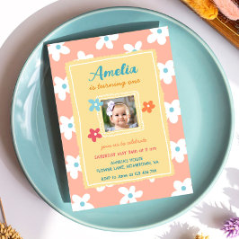 Färgglatt blomsterfirande födelsedagsfest inbjudningar