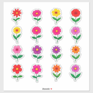 Färgglatt blomstermärkes-set klistermärken