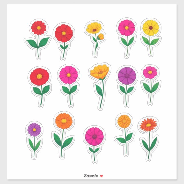 Färgglatt blomstermärkes-set klistermärken (Ark)