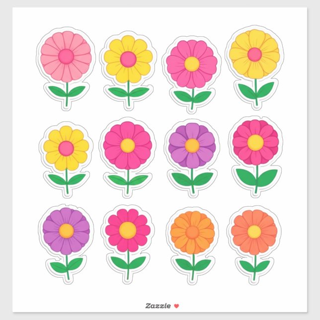 Färgglatt blomstermärkes-set klistermärken (Ark)