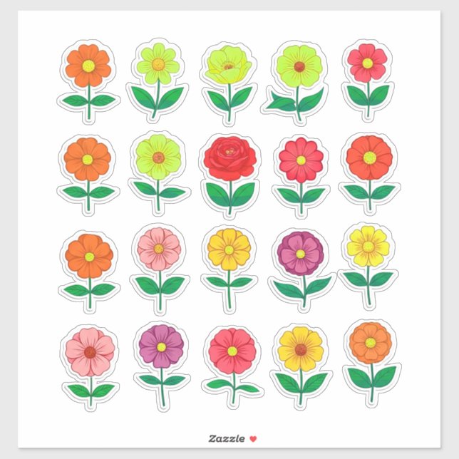 Färgglatt blomstermärkes-set klistermärken (Ark)