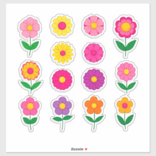 Färgglatt blomstermärkes-set klistermärken