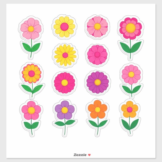 Färgglatt blomstermärkes-set klistermärken (Ark)