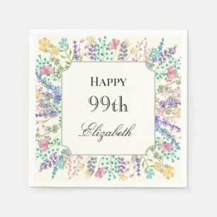 Färgglatt blomstermotiv till 99-årsdag servett