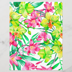 Färgglatt blomsterpappersark - orkidéer