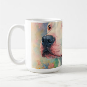 Färgglatt blomsterporträtt av Pit Bull i tryck öve Kaffemugg