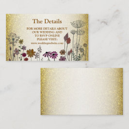 Färgglatt blomsterträdgård Guld Glitter Bröllopsde Tilläggskort