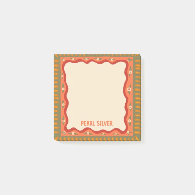 Färgglatt Boho Anpassat Chic Monogram Personligt Post-it Block (Framsida)