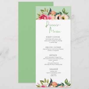 Färgglatt boho-blommig kant Middagsmeny typografi Inbjudningar