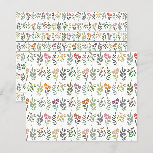 Färgglatt botaniskt herbarium skrapbokspapper (Fram/baksida)