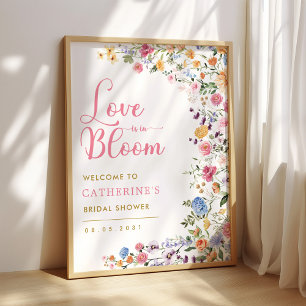 Färgglatt Bröllopsdusch för Vildblommor Välkomstsk Poster