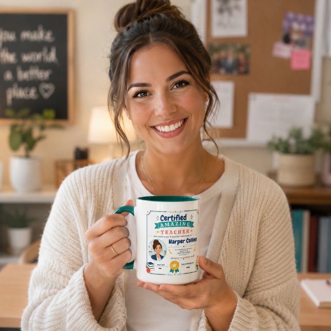 Färgglatt certifierat fantastiskt lärarepris  mugg (Colorful Certified Amazing Teacher Award Mug
)