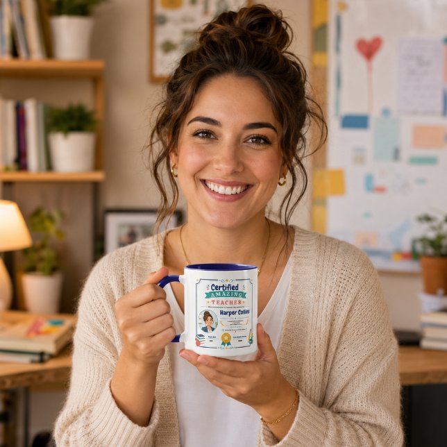 Färgglatt Certifierat Fantastiskt Lärarpris  Mugg (Colorful Certified Amazing Teacher Award Mug
)