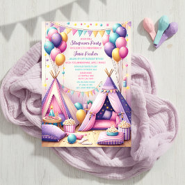 Färgglatt Charmigt Teepee Födelsedags-Soveri-Party Inbjudningar