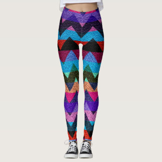 Färgglatt Chevron Modernt Läder #10 Leggings
