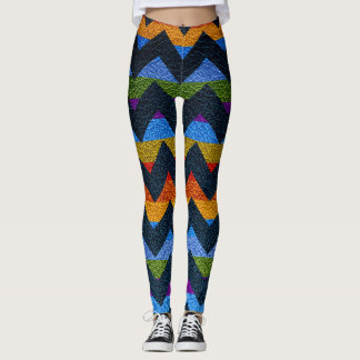 Färgglatt Chevron Modernt Läder #13 Leggings