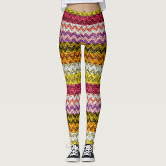 Färgglatt Chevron Modernt Läder #27 Leggings