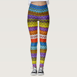 Färgglatt Chevron Modernt Läder #2 Leggings