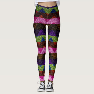 Färgglatt Chevron Modernt Läder #7 Leggings
