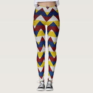 Färgglatt Chevron Modernt Läder #8 Leggings
