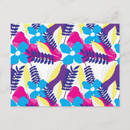 Färgglatt Chic Blommönster & Punktmönster med blad Vykort