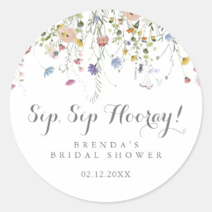Färgglatt Dainty Wild Sip Sip Hooray Bröllopsdusch Runt Klistermärke