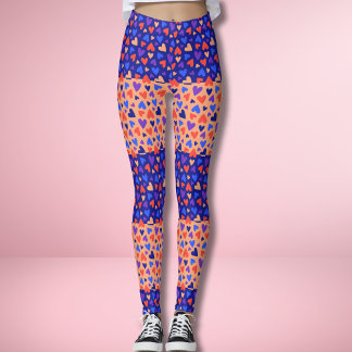 Färgglatt Decora Hjärtlapptäcke Kawaii Harajuku Leggings