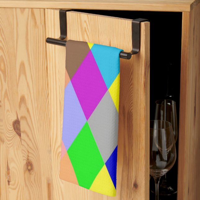 Färgglatt diamantdesign kökshandduk (Thirds Fold)