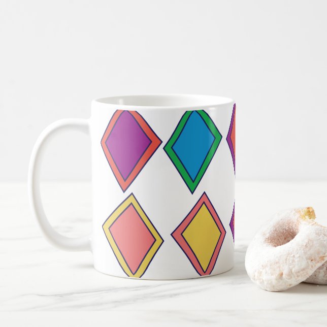 Färgglatt diamantgeometriskt mönster kaffemugg (Med munk)