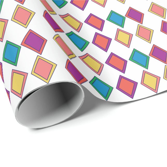Färgglatt diamantgeometriskt mönster presentpapper (Rullad Hörn)