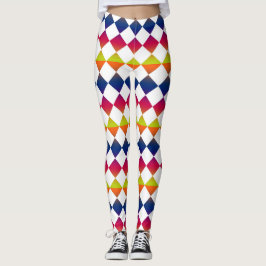 Färgglatt diamantmönster i rutigt mönster leggings