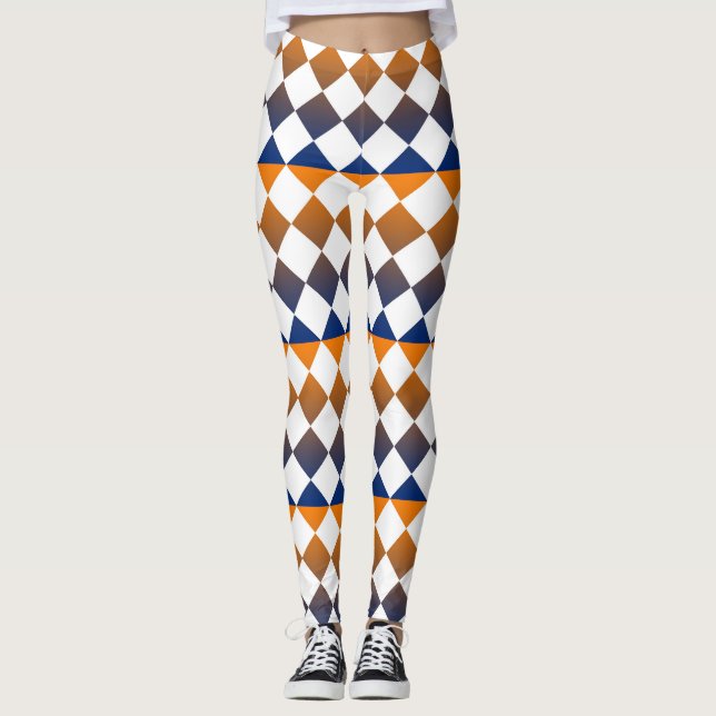Färgglatt diamantmönster i rutmönster leggings (Framsida)