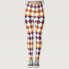 Färgglatt diamantmönster i schackrutigt mönster leggings