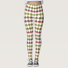 Färgglatt diamantmönster i schackrutigt mönster leggings