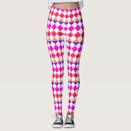Färgglatt diamantmönster med schackrutemönster leggings