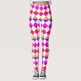 Färgglatt diamantmönster med schackrutemotiv leggings