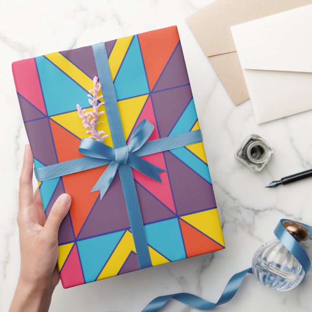 Färgglatt diamanttriangelgeometrisk  presentpapper (Gifting)