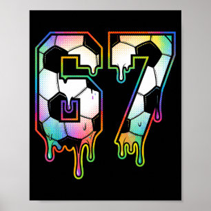 Färgglatt droppande 67 Universitet Nummer Fotboll Poster