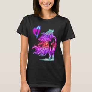 Färgglatt Elegant Häst och Hjärta Klassisk Häst- R T Shirt